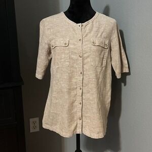 Duluth Trading Shirt Medium Hemp Cotton Utility Dress Tunic Neutral Workwear